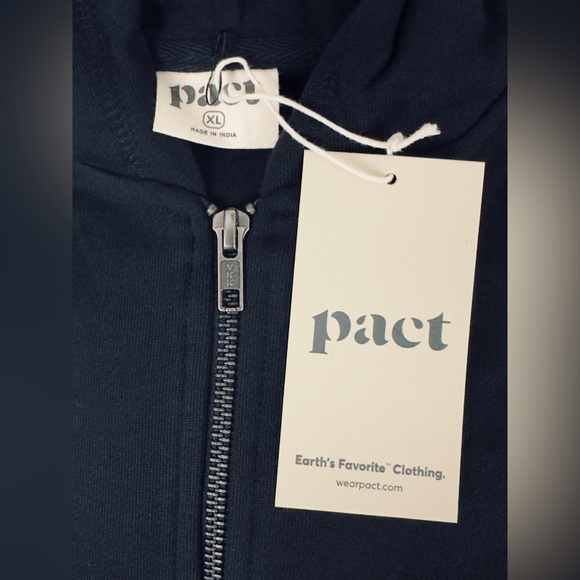 pact Gender Neutral Black One for all Zip Front 100% Organic Cotton Hoodie   NWT - Picture 10 of 11